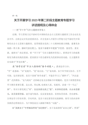 7篇在深入学习2023年第二阶段题主教育发言材料及心得体会.docx