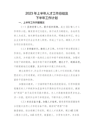 2023年镇上半年人才工作总结.docx