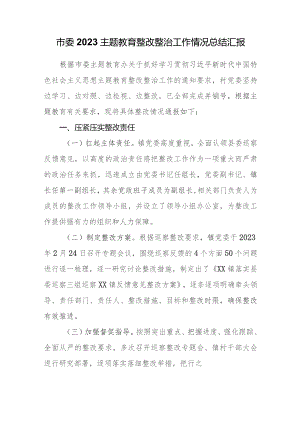 市委2023专题教育整改整治工作情况总结汇报.docx
