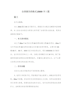 自查报告的格式1500字三篇.docx