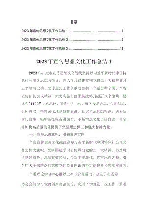 2023年宣传思想文化工作总结汇编.docx