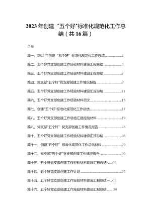 2023年创建“五个好”标准化规范化工作总结（共16篇）.docx