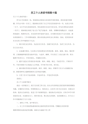 员工个人承诺书锦集十篇.docx