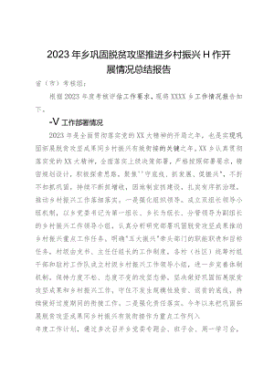 2023年乡巩固脱贫攻坚推进乡村振兴工作开展情况总结报告.docx