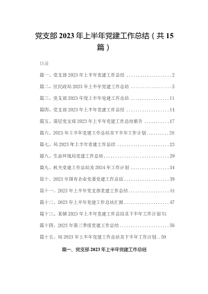 党支部2023年上半年党建工作总结(精选15篇).docx