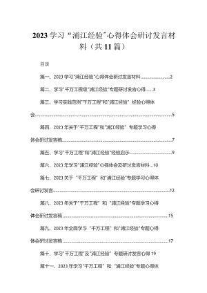 2023学习“浦江经验”心得体会研讨发言材料11篇(最新精选).docx