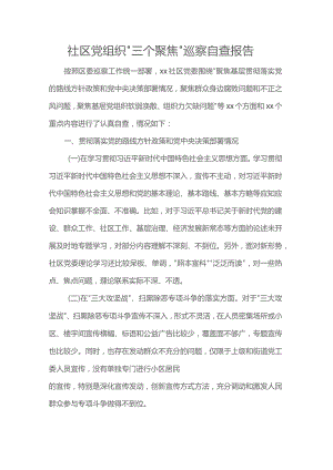 社区党组织“三个聚焦”巡察自查报告.docx