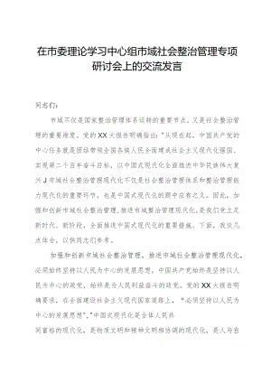 在市委理论学习中心组市域社会治理专题研讨会上的交流发言.docx
