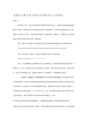 在根治欠薪冬季专项行动部署会议上的讲话.docx