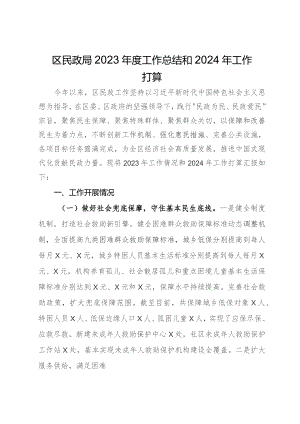 区民政局2023年度工作总结和2024年工作打算.docx