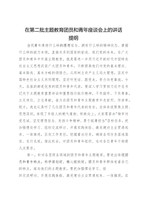 在第二批主题教育团员和青年座谈会上的讲话提纲.docx