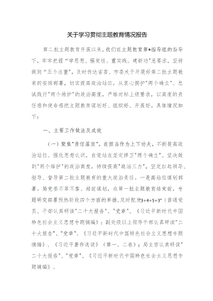 关于学习贯彻主题教育情况报告参考范文3篇.docx