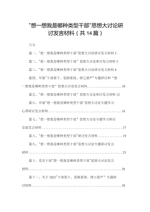“想一想我是哪种类型干部”思想大讨论研讨发言材料（共14篇）.docx