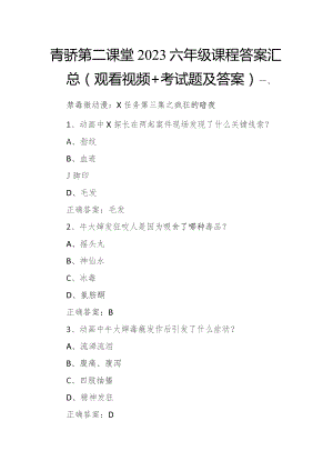 青骄第二课堂2023六年级课程答案汇总(观看视频+考试题及答案).docx