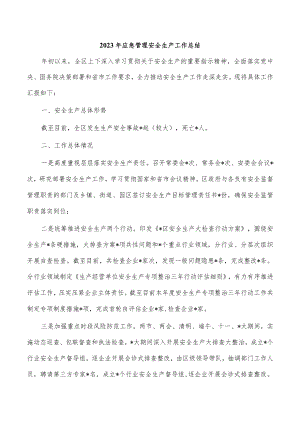 2023年应急管理安全生产工作总结.docx