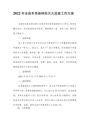 2022年全县冬季森林防灭火巡查工作方案.docx
