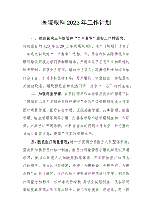 医院眼科2023年工作计划.docx
