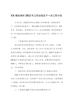 XX镇农保所2022年工作总结及下一步工作计划.docx