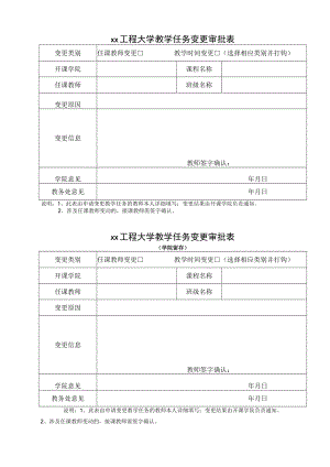 xx工程大学教学任务变更审批表.docx