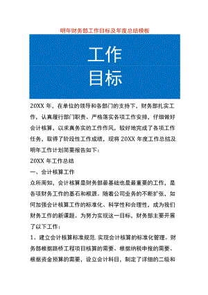 明年财务部工作目标及年度总结模板.docx