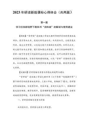 2023年研读新版课标心得体会（共两篇）.docx
