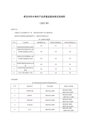 青岛市防水卷材产品质量监督抽查实施细则2021年.docx