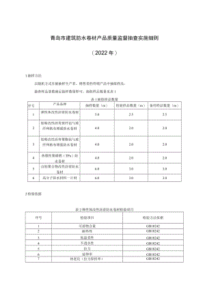 青岛市建筑防水卷材产品质量监督抽查实施细则2022年.docx