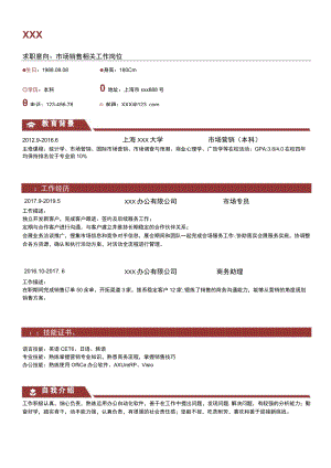 经典风格市场销售求职简历.docx