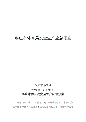 枣庄市体育局安全生产应急预案.docx