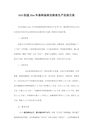 xxx街道20xx年春耕备耕及粮食生产实施方案.docx