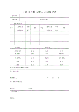 公司项目物资供方定期复评表.docx