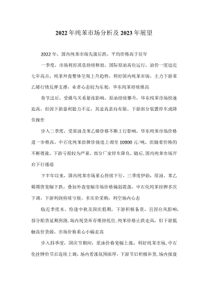 2022年纯苯市场分析及2023年展望.docx