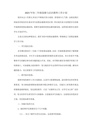 2023年初二年级道德与法治教师工作计划.docx