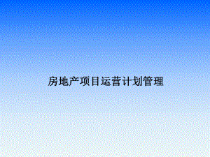 房地产项目运营计划管理.ppt