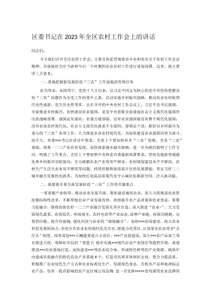 区委书记在2023年全区农村工作会上的讲话.docx
