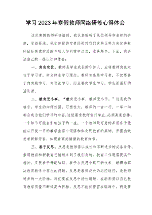 中小学教师学习2023年寒假网络研修心得体会.docx