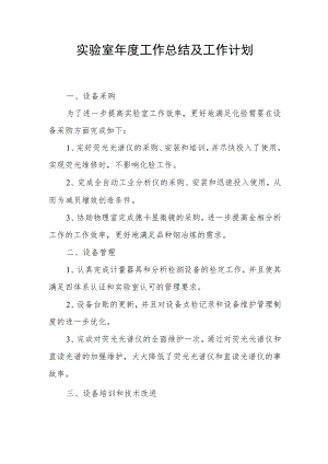 实验室年度工作总结及工作计划.docx