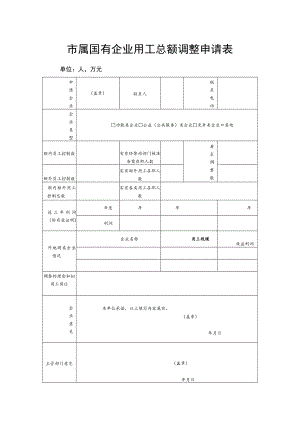 市属国有企业用工总额调整申请表.docx