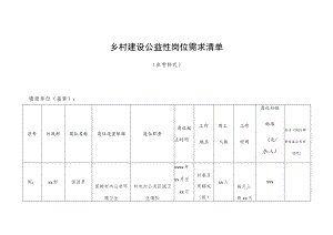 乡村建设公益性岗位需求清单.docx