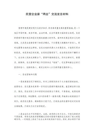 民营企业家“两会”交流发言材料.docx