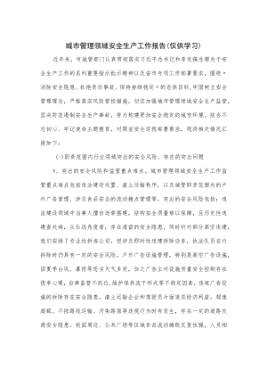 城市管理领域安全生产工作报告.docx