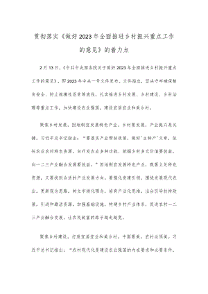 贯彻落实《做好2023年全面推进乡村振兴重点工作的意见》的着力点.docx