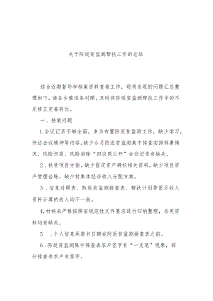 关于防返贫监测帮扶工作的总结.docx