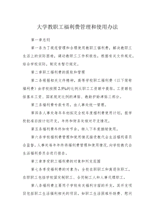 大学教职工福利费管理和使用办法.docx