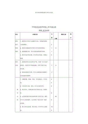 初二年级上学期武术课程评价表及反思.docx