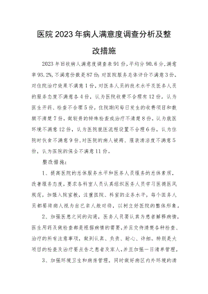 医院2023年病人满意度调查分析及整改措施.docx