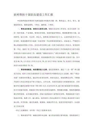 驻村帮扶干部队伍建设工作汇报.docx