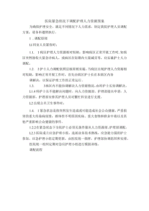 医院紧急状况下调配护理人力资源预案.docx