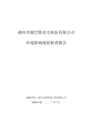 湖州贝妮巴特皮毛制品有限公司环境影响现状核查报告.docx