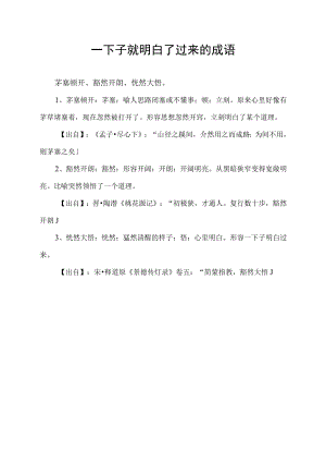 一下子就明白了过来的成语.docx